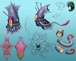 Artstation Hungry Shark World Giant Squid Boss Johanna Cranston Sea Creatures Art Shark Art Shark Drawing