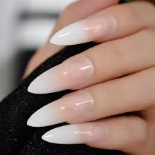 Ombre Extra Long French Nail Extreme Stiletto Sharp Gradient Nude