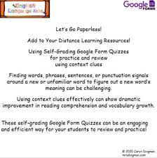 Context Clues Google Forms Quizzes Distance Learning Context Clues Distance Learning New Words