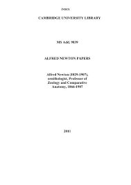 Registration, results and all the information. Alfred Newton Papers Department Of Zoology University Of