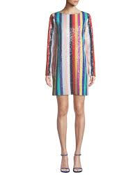 Mestiza New York Sequin Rainbow Striped Mini Dress Striped Mini Dress Designer Cocktail Dress Mini Dress