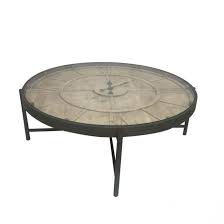 Table Basse Ronde Avec Horloge En Metal Et Pin 106x106x37cm Ferscott Table Basse Ronde Table Basse Table Basse Ronde Bois