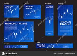Forex Stock Website Vector Blue Banners Set Stock Vector
