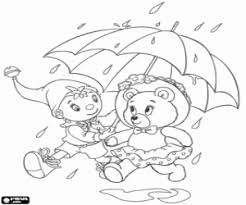 Ausmalbilder Noddy Und Tessie Mit Ein Regenschirm Zum Ausdrucken