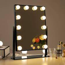 Yeake vanity makeup mirror with natural bamboo stand,8 inch 1x/3x magnification double sided 360 degree swivel magnifying mirror,portable table desk verified purchase. Chende Black Hollywood Lighted Makeup Mirror Standing Vanity Mirror With Lights 709016500886 Ebay