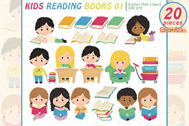 Reading, learning, education concept, panorama, good copy space. Cute Kids Reading Books Clipart Education Graphic Library 573794 Illustrations Design Bundles