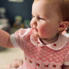 Laura Light Pink Smocked Dress with Embroidery