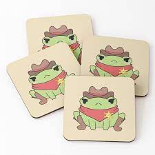 Cute Cowboy Frog Coasters Set Of 4 By Electricfangs In 2021 Cute Cowboy Cowboy Frog Coasters