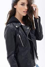 Hooded Moto Jacket Womens Moto Jacket Leather Jacket Girl Jackets