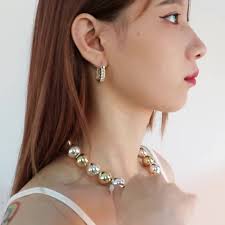 BOLD! Custom Handmade 1pcs Delicacy 18kt Gold & Silver Filled Large Thick  Chunky Big Round Ball Adjustable Necklace Lightweight Minimal