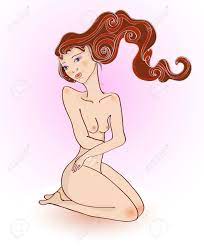 美しいイラストの裸の体を持つ魅力的な少女のイラスト素材・ベクター Image 11926089