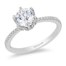 Enchanted Disney Elsa 1 1 5 Ct T W Diamond Snowflake Engagement Ring In 14k White Gold