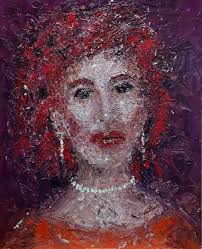 Outsider Art Impasto Julia Roberts Original 16 X 20 Unframed Oil Painting