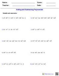 Adding And Subtracting Polynomials Worksheets Polynomials Pre Algebra Algebra
