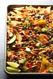 To build the nachos, place a layer of tortilla chips on a platter or plate. Loaded Chicken Nachos In Under 30 Fit Foodie Finds