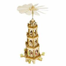 Christmas Pyramid 24 Inches Nativity Play 4 Tier Carousel With 6 Candle Holder And Handpainted Figures By Bru 6 Candles Nativity Set German Christmas Pyramid