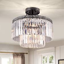 What is semi flush mount lighting. Eitzen 6 Light 20 4 Semi Flush Mount Contemporary Crystal Chandelier Crystal Chandelier Ceiling Fan With Light