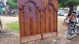 A pair of victorian pair of reclaimed 19th century wrought iron gates from england measure 52.76 inches high by 51.57 inches wide and are $2,005.33 for the set at 1stdibs. Iron Double Door Gate Design For House Flats In Low Costs Price Youtube