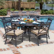 Amazon Com Carrolton 6 Person Cast Aluminum Patio Dining Set With Round Table By Lakeview Outdoor Designs Patio Lawn Patio Outdoor Design Patio Dining Set