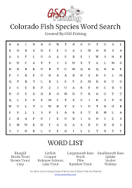 Order free colorado travel guides, or view online: Gunnison Sports Outfitters Colorado Fish Species Word Search
