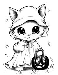 Five Halloween Kittens Coloring Sheets for Instant Download - Etsy