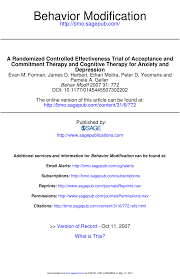 Behaviorism is a theory of learning, and learning theories focus on how we respond to events or stimuli rather than emphasizing internal. Pdf A Randomized Controlled Effectiveness Trial Of Acceptance And Commitment Therapy And Cognitive Therapy For Anxiety And Depression