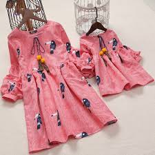 Matching Dress Family Outfits Baby Girl Dress Popreal Mom Girl Birds Prints Lantern Sleeve Family Wear Dress Clothes Mom And Baby Matching Clothes