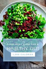 7 Day Meal Plan For A Healthy Gut 1 200 Calories Healthy Probiotics Healthy Gut Prebiotic Foods