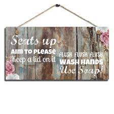 Bathroom wall decorations plaques plus store. Wendana Bathroom Wall Decor Funny Rustic Bathroom Decoration For Wall Pictures Signs Seats Up Use Soap 14 X 6 Walmart Com Walmart Com