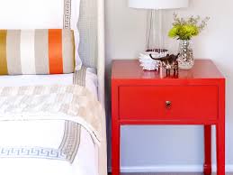 Red Nightstand And Glass Table Lamp Hgtv