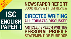 Directed Writing Correct Format Report Writing Film Book Review Isc English Language Paper 1 Youtube