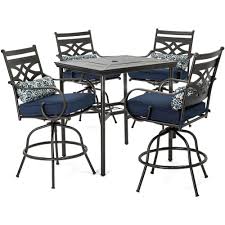 Just pair your dining set with a matching umbrella to shade. Hanover Montclair 5 Piece High Dining Patio Set In Navy Blue