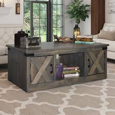 Full size design one shelf 18h x 42w x 24d weight 48 lbs. Legends Fh4220 Bnw Farmhouse Coffee Table In Distressed Barnwood