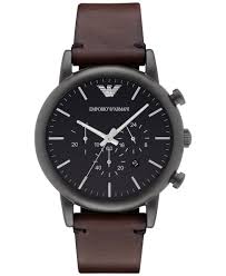 Emporio Armani Men S Chronograph Dark Brown Leather Strap Watch 46mm Ar1919 Watches Jewel Brown Leather Strap Watch Vintage Watches For Men Watches For Men
