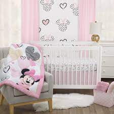 Disney Minnie Mouse Hearts 3 Piece Crib Bedding Set Crib Pink Playful Hearts Walmart Com
