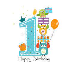 Gelukkige Eerste Verjaardag Met Uilen En Giftdoos Van De De Verjaardagsgroet Van De Babyjongen De Kaart Vectorillustratie Vector Illustratie Illustration Of Kaart Viering 78009836