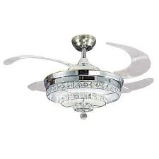 Ecolight Ceiling Fan Ambient Light Chrome Metal Crystal Dimmable Led 110 120v 220 240v Dimmable With Remote Control Led Light Source Included Led Integra Ceiling Fan With Light Fan Light Modern Ceiling Fan