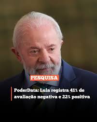 Segundo levantamento do PoderData, divulgado nesta quarta-feira (30), 41%  dos eleitores avaliam o governo Lula como ruim ou péssimo. ⠀ 🔴 Avaliação  negativa: 41% 🟡 Regular: 34% 🟢 Ótimo ou bom: 22%