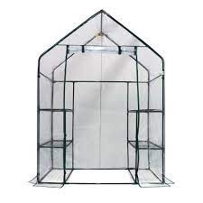 With three rows of shelves on each side, you can keep. Ogrow 56 In W X 29 In D Deluxe Walk In 3 Tier 6 Shelf Portable Greenhouse Og6834 S The Home Depot