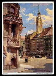 Marienplatz Alter Peter Postcard Around 1925 Munchen Postkarten Bayern