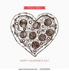 Valentine S Day Menu Design Hand Drawn Pizza Illustration Vector Sketch Vintage Template How To Draw Hands Vintage Template Pizza Art