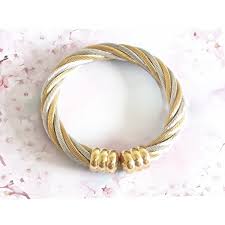 Stretch bangle bracelet in 14k yellow, white or rose gold, made in italy. Tyshirts Bracelet For Men Two Tone Gold Bangle Twisted Bangle Bracelet Shopee Philippines