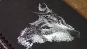 Wolf drawing how to draw a wolf with a moonlight night. Drawing A Wolf Black Paper Youtube