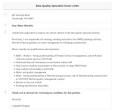 Data Quality Specialist Cover Letter