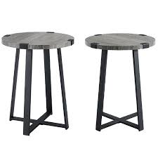 See more ideas about rustic nightstand, nightstand, rustic furniture. Best Selling Woven Paths Rustic Wood And Metal Round End Table Set Of 2 Slate Grey Accuweather Shop