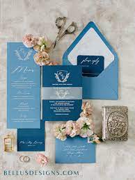 Blue Wedding Invitations Bellus Designs Blue Wedding Invitations Blue And Blush Wedding Wedding Invitations