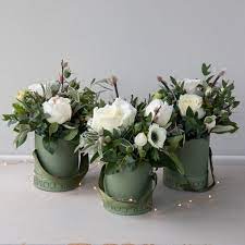 Nordic Christmas Hatbox Trio Christmas Flowers Flower Arrangements Nordic Christmas