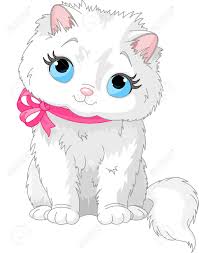 Kitten, fluffy cat, cute, closeup, portrait, white, pink, little. Illustration Of Fluffy White Cat With Pink Bow Royalty Free Cliparts Vectors And Stock Illustration Image 14115156