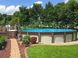 Above Ground Pool Installation Photos The Pool Factory Above Ground Pool Landscaping Backyard Pool Landscaping Swimming Pool Landscaping