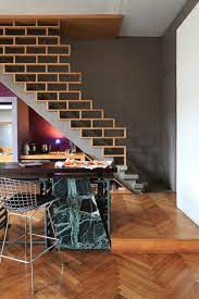 Railing wood, home horizontal railing, mudroom, basement mudroom, small mudroom, functional mudroom. 10 Standout Stair Railings And Why They Work